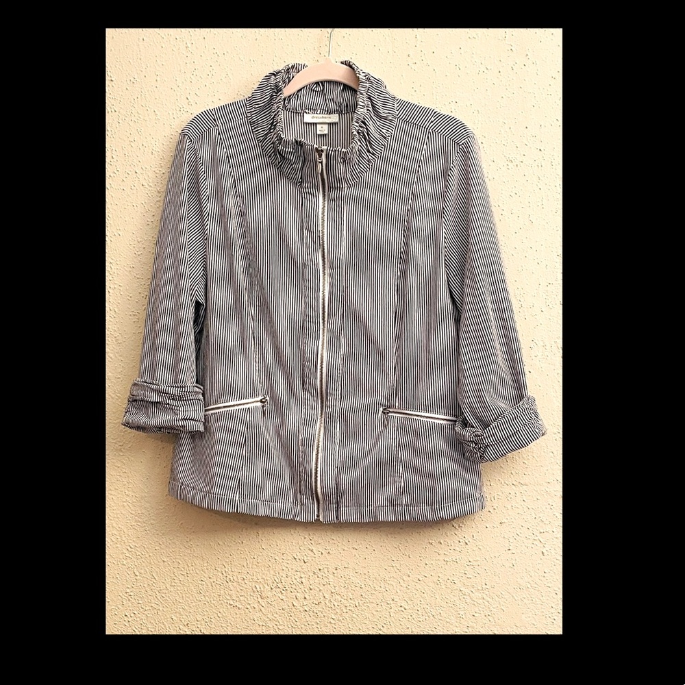 Dressbarn Jacket, white and dark blue stripes